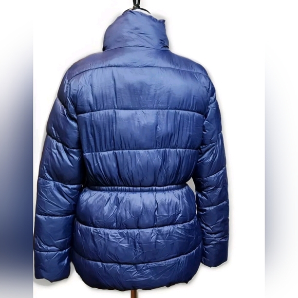 Old Navy Blue Maternity Puffer Winter Jacket Coat Size MEDIUM Zip Front - Picture 2 of 6